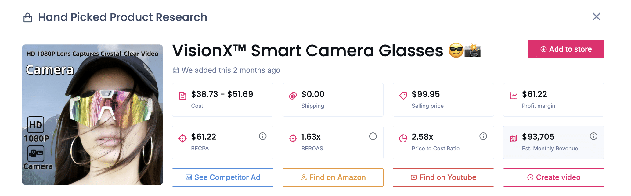 Vision X Smart Recording Glasses